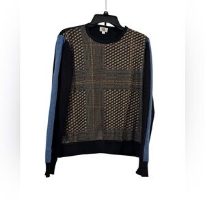 Women’s YAL NY Geometric Plaid Quite Luxury Sweater Academia Crewneck: XL